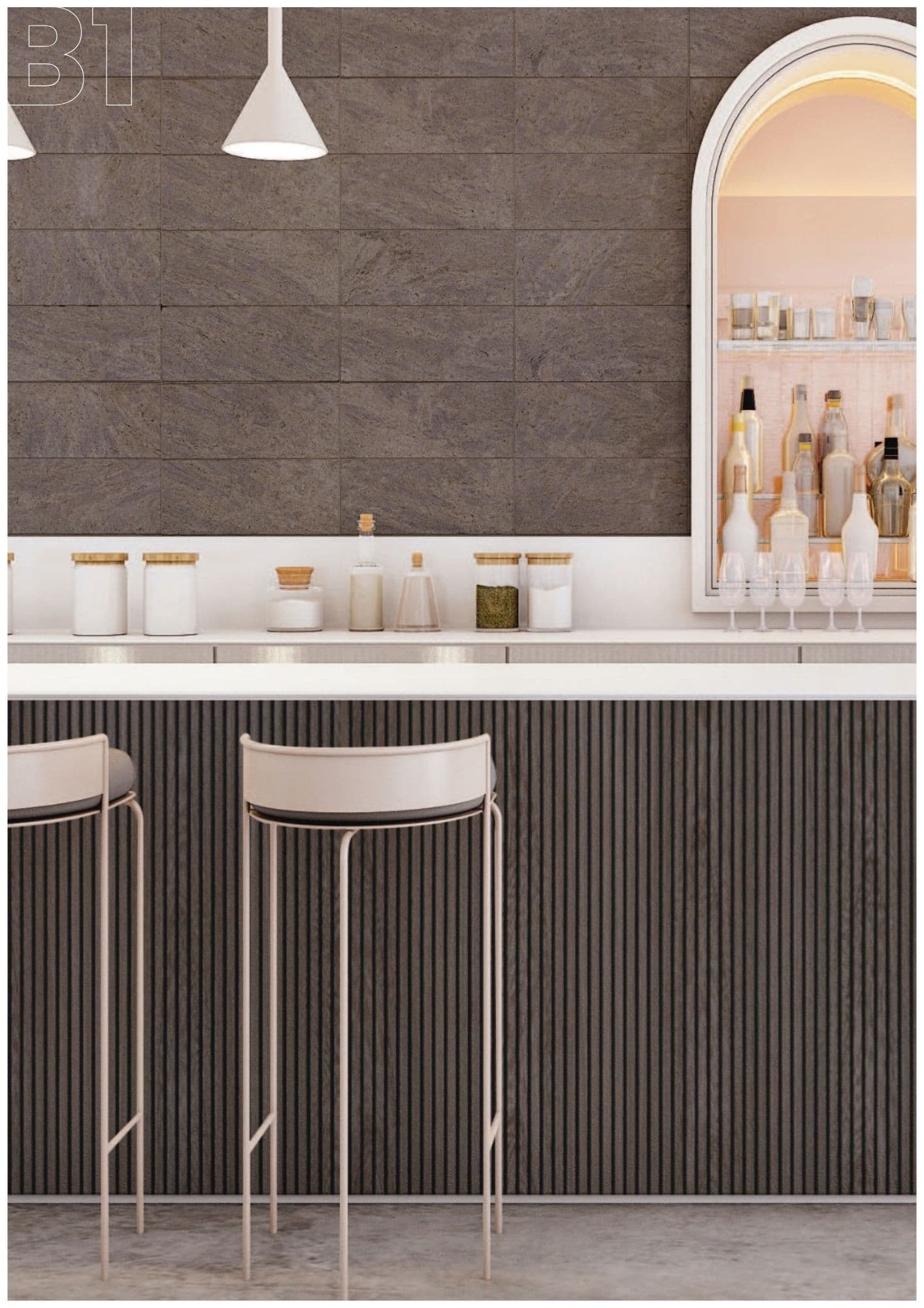 Fluted Bar Front — Finish B1