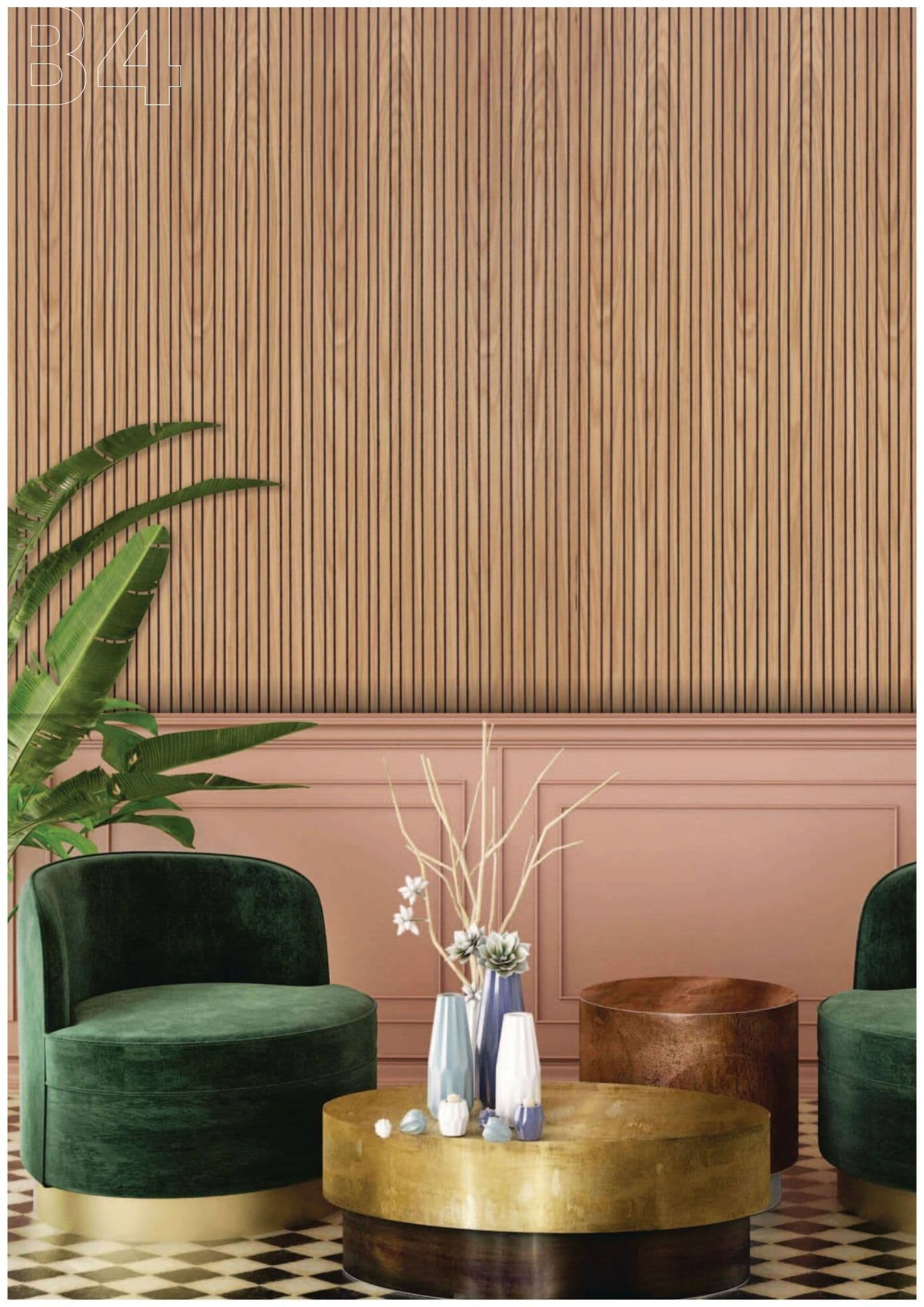 Fluted Lounge Wall — Finish B4